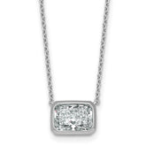 14k White Gold 2 carat Certified Lab Grown Diamond VS+ F+ Radiant Complete 18 inch Bezel Set Solitaire Necklace