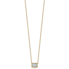 14k 2 carat Certified Lab Grown Diamond VS+ F+ Radiant Complete 18 inch Bezel Set Solitaire Necklace