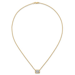 14k 2 carat Certified Lab Grown Diamond VS+ F+ Radiant Complete 18 inch Bezel Set Solitaire Necklace