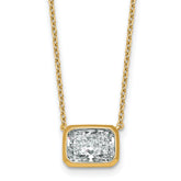 14k 2 carat Certified Lab Grown Diamond VS+ F+ Radiant Complete 18 inch Bezel Set Solitaire Necklace