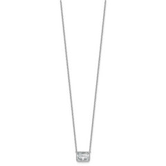 14k White Gold 2 1/2 carat Certified Lab Grown Diamond VS+ F+ Radiant Complete 18 inch Bezel Set Solitaire Necklace