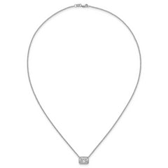 14k White Gold 2 1/2 carat Certified Lab Grown Diamond VS+ F+ Radiant Complete 18 inch Bezel Set Solitaire Necklace