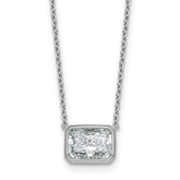 14k White Gold 2 1/2 carat Certified Lab Grown Diamond VS+ F+ Radiant Complete 18 inch Bezel Set Solitaire Necklace