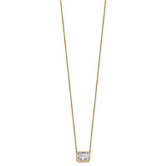 14k 2 1/2 carat Certified Lab Grown Diamond VS+ F+ Radiant Complete 18 inch Bezel Set Solitaire Necklace