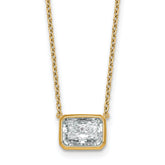14k 2 1/2 carat Certified Lab Grown Diamond VS+ F+ Radiant Complete 18 inch Bezel Set Solitaire Necklace