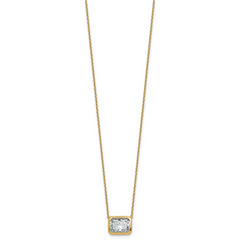 14k 3 carat Certified Lab Grown Diamond VS+ F+ Radiant Complete 18 inch Bezel Set Solitaire Necklace
