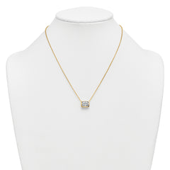 14k 3 carat Certified Lab Grown Diamond VS+ F+ Radiant Complete 18 inch Bezel Set Solitaire Necklace