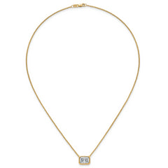 14k 3 carat Certified Lab Grown Diamond VS+ F+ Radiant Complete 18 inch Bezel Set Solitaire Necklace