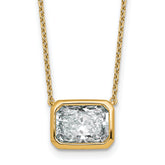 14k 3 carat Certified Lab Grown Diamond VS+ F+ Radiant Complete 18 inch Bezel Set Solitaire Necklace