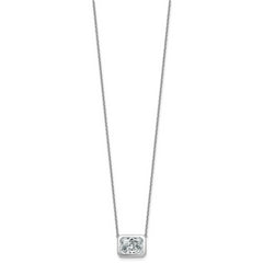 14k White Gold 4 carat Certified Lab Grown Diamond VS+ F+ Radiant Complete 18 inch Bezel Set Solitaire Necklace