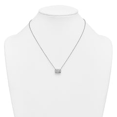 14k White Gold 4 carat Certified Lab Grown Diamond VS+ F+ Radiant Complete 18 inch Bezel Set Solitaire Necklace