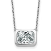 14k White Gold 4 carat Certified Lab Grown Diamond VS+ F+ Radiant Complete 18 inch Bezel Set Solitaire Necklace