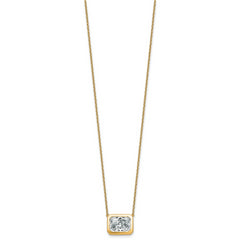 14k 4 carat Certified Lab Grown Diamond VS+ F+ Radiant Complete 18 inch Bezel Set Solitaire Necklace