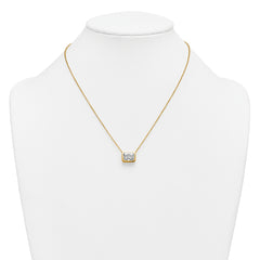 14k 4 carat Certified Lab Grown Diamond VS+ F+ Radiant Complete 18 inch Bezel Set Solitaire Necklace