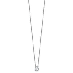 14k White Gold 1 carat Certified Lab Grown Diamond VS+ F+ Pear Complete 18 inch Bezel Set Solitaire Necklace