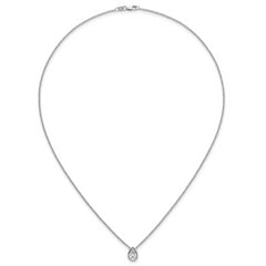 14k White Gold 1 carat Certified Lab Grown Diamond VS+ F+ Pear Complete 18 inch Bezel Set Solitaire Necklace