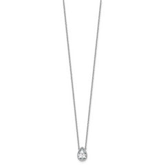 14k White Gold 1 1/2 carat Certified Lab Grown Diamond VS+ F+ Pear Complete 18 inch Bezel Set Solitaire Necklace