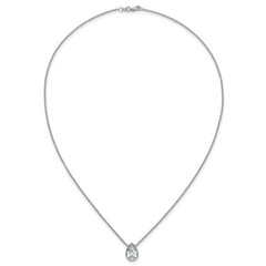 14k White Gold 2 carat Certified Lab Grown Diamond VS+ F+ Pear Complete 18 inch Bezel Set Solitaire Necklace