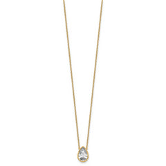 14k 2 carat Certified Lab Grown Diamond VS+ F+ Pear Complete 18 inch Bezel Set Solitaire Necklace
