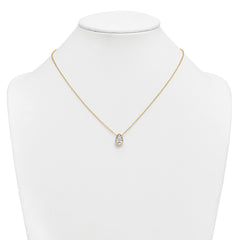 14k 2 carat Certified Lab Grown Diamond VS+ F+ Pear Complete 18 inch Bezel Set Solitaire Necklace