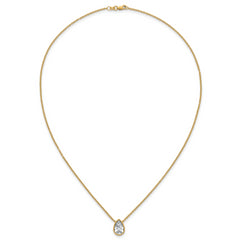 14k 2 carat Certified Lab Grown Diamond VS+ F+ Pear Complete 18 inch Bezel Set Solitaire Necklace