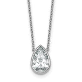 14k White Gold 2 1/2 carat Certified Lab Grown Diamond VS+ F+ Pear Complete 18 inch Bezel Set Solitaire Necklace