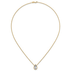 14k 2 1/2 carat Certified Lab Grown Diamond VS+ F+ Pear Complete 18 inch Bezel Set Solitaire Necklace