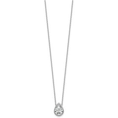 14k White Gold 3 carat Certified Lab Grown Diamond VS+ F+ Pear Complete 18 inch Bezel Set Solitaire Necklace