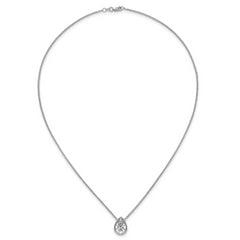 14k White Gold 3 carat Certified Lab Grown Diamond VS+ F+ Pear Complete 18 inch Bezel Set Solitaire Necklace