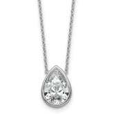 14k White Gold 3 carat Certified Lab Grown Diamond VS+ F+ Pear Complete 18 inch Bezel Set Solitaire Necklace