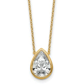 14k 3 carat Certified Lab Grown Diamond VS+ F+ Pear Complete 18 inch Bezel Set Solitaire Necklace
