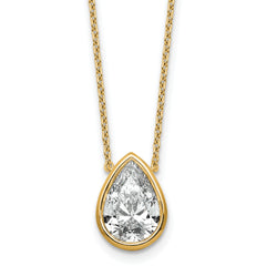 14k 3 carat Certified Lab Grown Diamond VS+ F+ Pear Complete 18 inch Bezel Set Solitaire Necklace