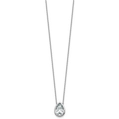 14k White Gold 4 carat Certified Lab Grown Diamond VS+ F+ Pear Complete 18 inch Bezel Set Solitaire Necklace