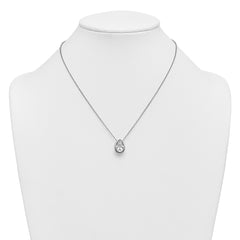 14k White Gold 4 carat Certified Lab Grown Diamond VS+ F+ Pear Complete 18 inch Bezel Set Solitaire Necklace