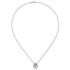 14k White Gold 4 carat Certified Lab Grown Diamond VS+ F+ Pear Complete 18 inch Bezel Set Solitaire Necklace
