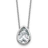 14k White Gold 4 carat Certified Lab Grown Diamond VS+ F+ Pear Complete 18 inch Bezel Set Solitaire Necklace