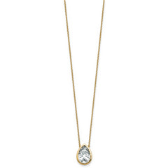 14k 4 carat Certified Lab Grown Diamond VS+ F+ Pear Complete 18 inch Bezel Set Solitaire Necklace