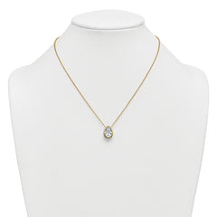 14k 4 carat Certified Lab Grown Diamond VS+ F+ Pear Complete 18 inch Bezel Set Solitaire Necklace