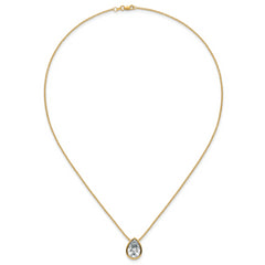 14k 4 carat Certified Lab Grown Diamond VS+ F+ Pear Complete 18 inch Bezel Set Solitaire Necklace