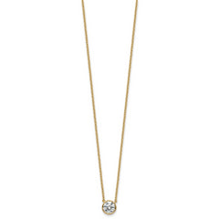 14k 1 carat Certified Lab Grown Diamond VS+ F+ Round Complete Bezel Set 18 inch Necklace