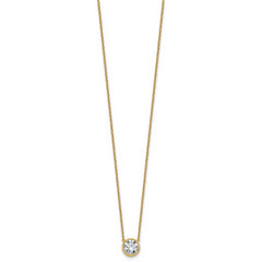 14k 1 1/2 carat Certified Lab Grown Diamond VS+ F+ Round Complete Bezel Set 18 inch Necklace