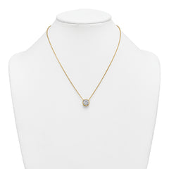 14k 2 1/2 carat Certified Lab Grown Diamond VS+ F+ Round Complete Bezel Set 18 inch Necklace