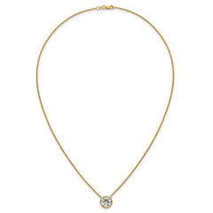 14k 2 1/2 carat Certified Lab Grown Diamond VS+ F+ Round Complete Bezel Set 18 inch Necklace