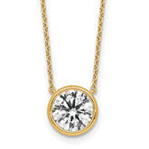 14k 2 1/2 carat Certified Lab Grown Diamond VS+ F+ Round Complete Bezel Set 18 inch Necklace