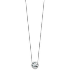 14k White Gold 4 carat Certified Lab Grown Diamond VS+ F+ Round Complete Bezel Set 18 inch Necklace