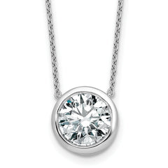 14k White Gold 4 carat Certified Lab Grown Diamond VS+ F+ Round Complete Bezel Set 18 inch Necklace