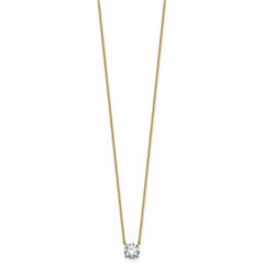 14k 1 carat Lab Grown Diamond VS+ F+ Round Complete Four Prong 18 inch Solitaire Necklace