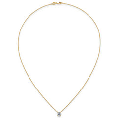 14k 1 carat Lab Grown Diamond VS+ F+ Round Complete Four Prong 18 inch Solitaire Necklace