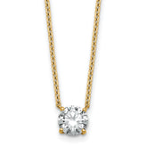 14k 1 carat Lab Grown Diamond VS+ F+ Round Complete Four Prong 18 inch Solitaire Necklace