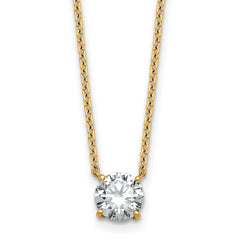 14k 1 carat Certified Lab Grown Diamond VS+ F+ Round Complete Four Prong 18 inch Solitaire Necklace